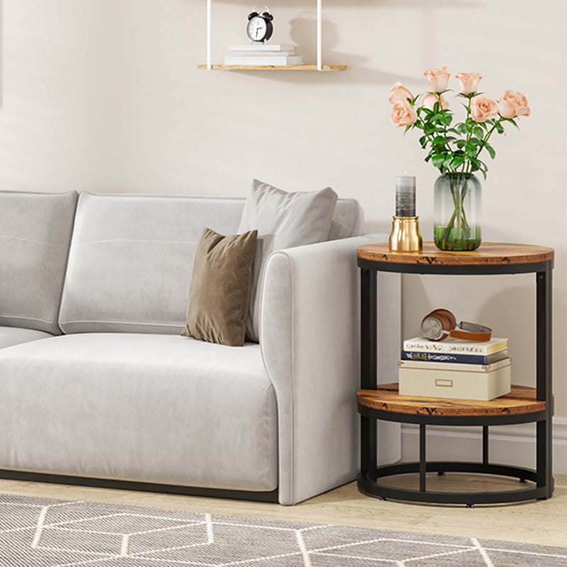 Nordic Semicircle Wood Iron 2-Tier End Table