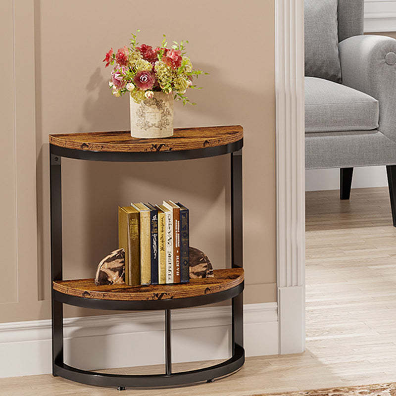 Nordic Semicircle Wood Iron 2-Tier End Table