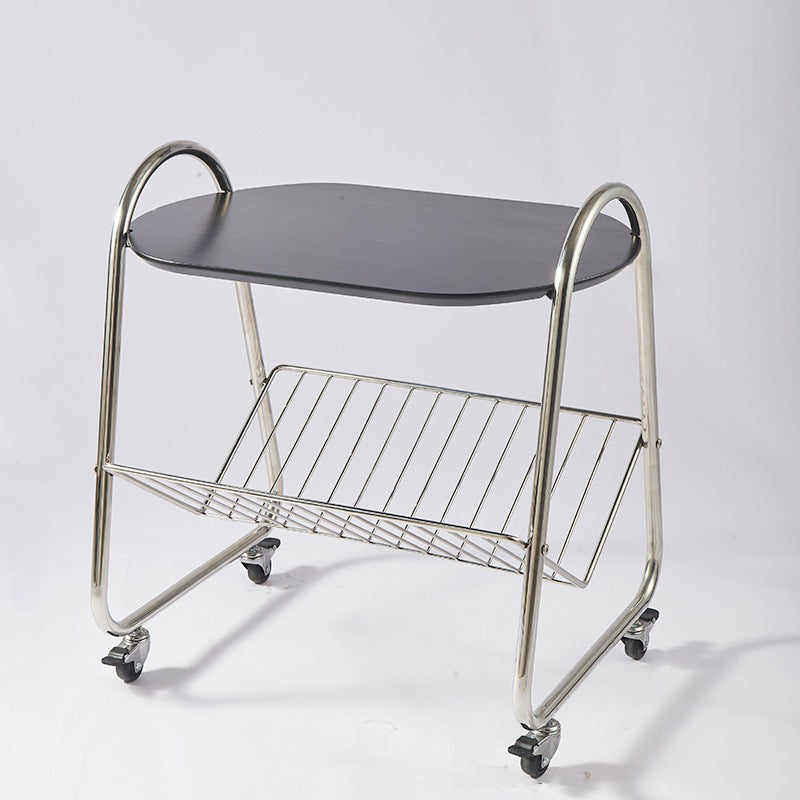 Nordic Trapezoid Boxwood Steel 2-Tier Side Table