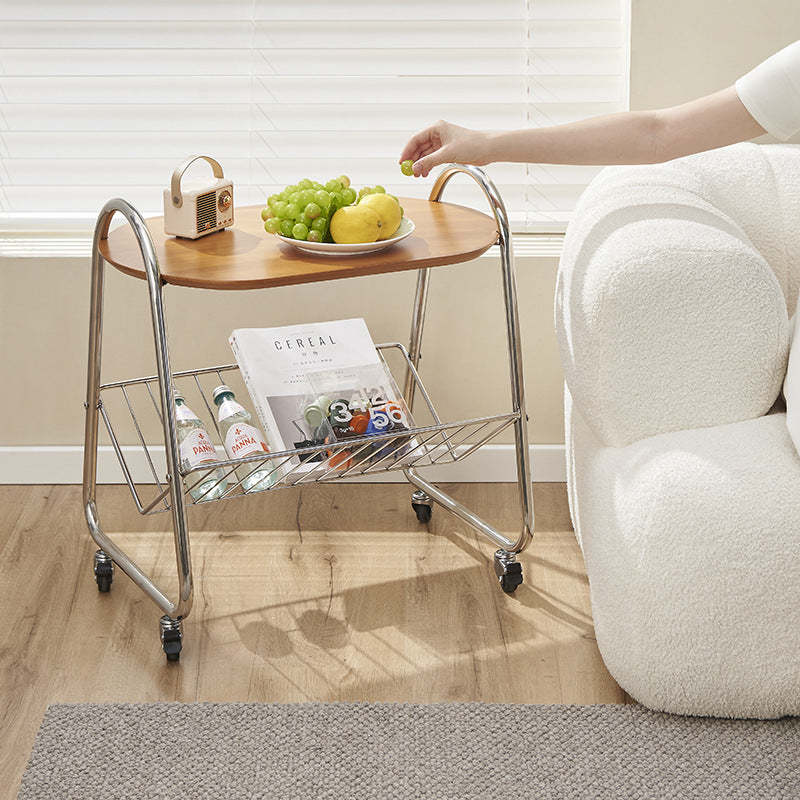Nordic Trapezoid Boxwood Steel 2-Tier Side Table