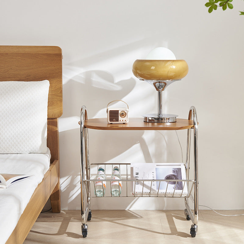 Nordic Trapezoid Boxwood Steel 2-Tier Side Table