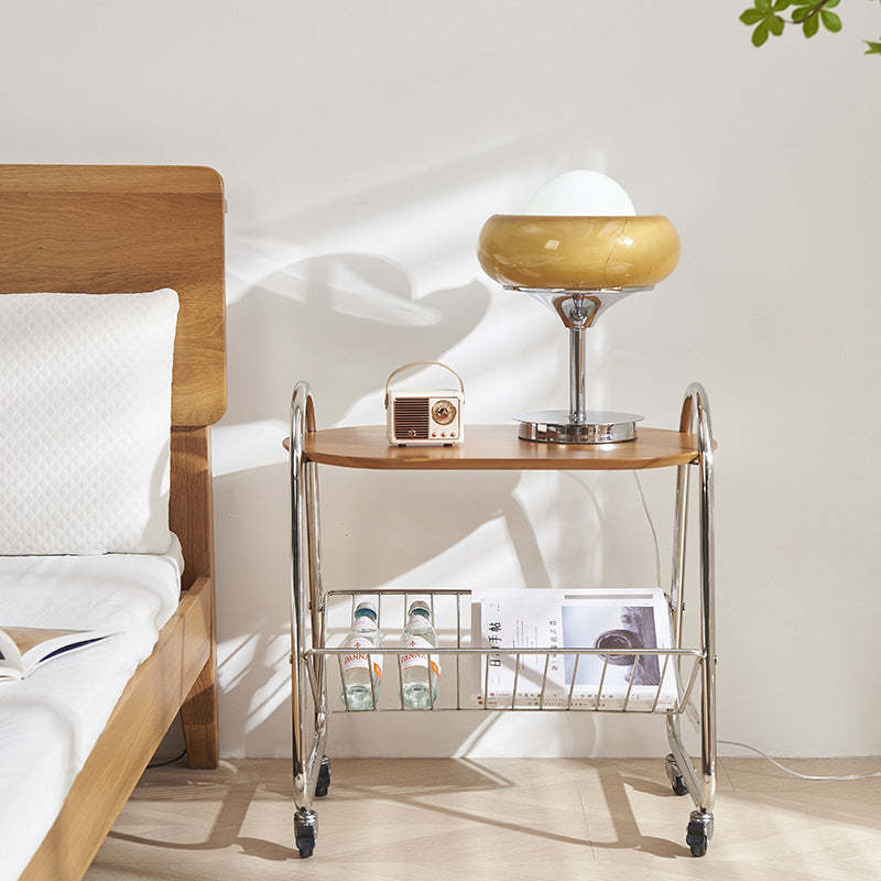Nordic Trapezoid Boxwood Steel 2-Tier Side Table