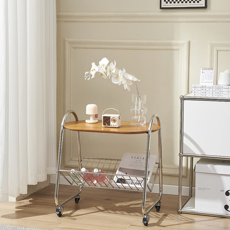 Nordic Trapezoid Boxwood Steel 2-Tier Side Table