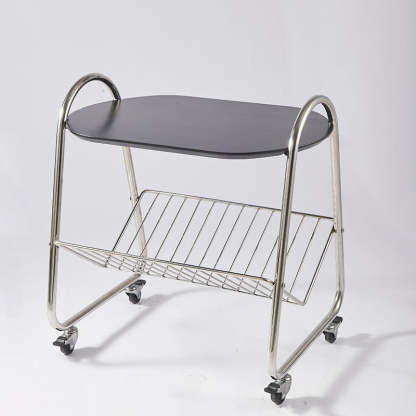 Nordic Trapezoid Boxwood Steel 2-Tier Side Table
