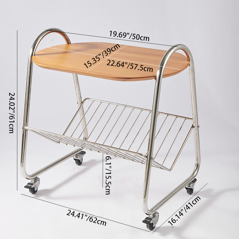 Nordic Trapezoid Boxwood Steel 2-Tier Side Table