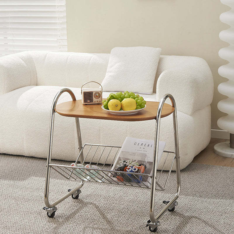 Nordic Trapezoid Boxwood Steel 2-Tier Side Table