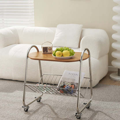 Nordic Trapezoid Boxwood Steel 2-Tier Side Table
