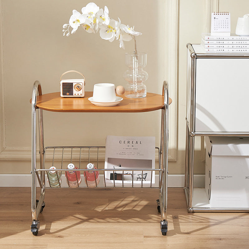 Nordic Trapezoid Boxwood Steel 2-Tier Side Table