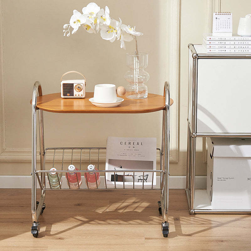 Nordic Trapezoid Boxwood Steel 2-Tier Side Table