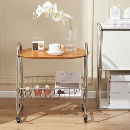 Nordic Trapezoid Boxwood Steel 2-Tier Side Table