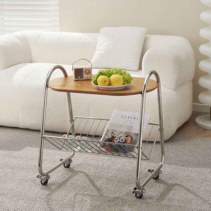 Nordic Trapezoid Boxwood Steel 2-Tier Side Table — Black