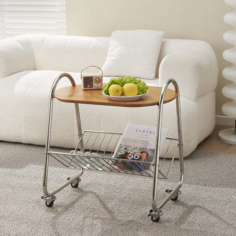 Nordic Trapezoid Boxwood Steel 2-Tier Side Table — Black