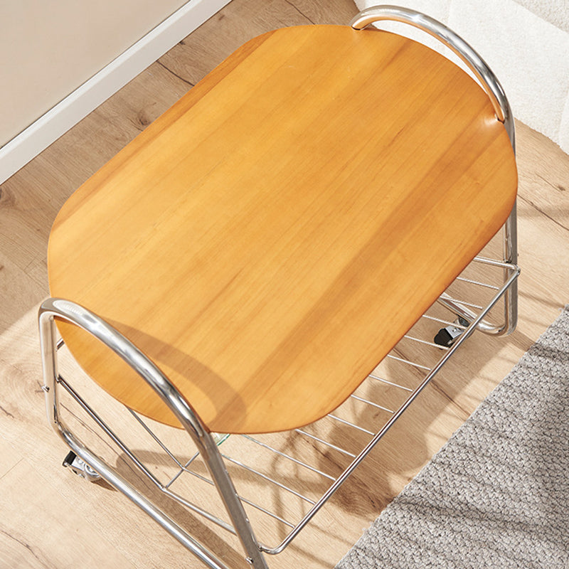 Nordic Trapezoid Boxwood Steel 2-Tier Side Table