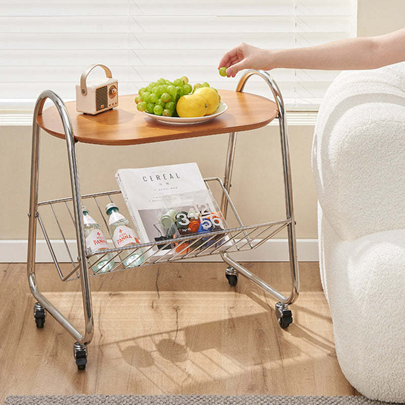 Nordic Trapezoid Boxwood Steel 2-Tier Side Table