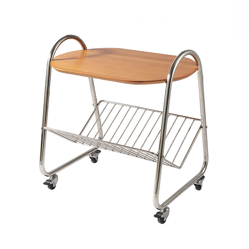 Nordic Trapezoid Boxwood Steel 2-Tier Side Table