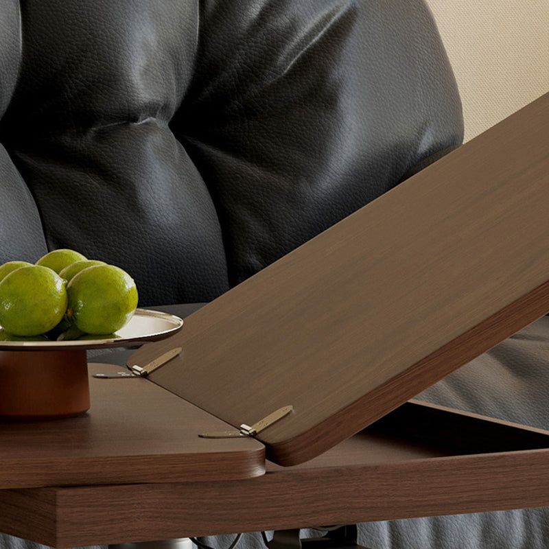 Nordic Walnut Pine Foldable 1-Drawer Coffee Table