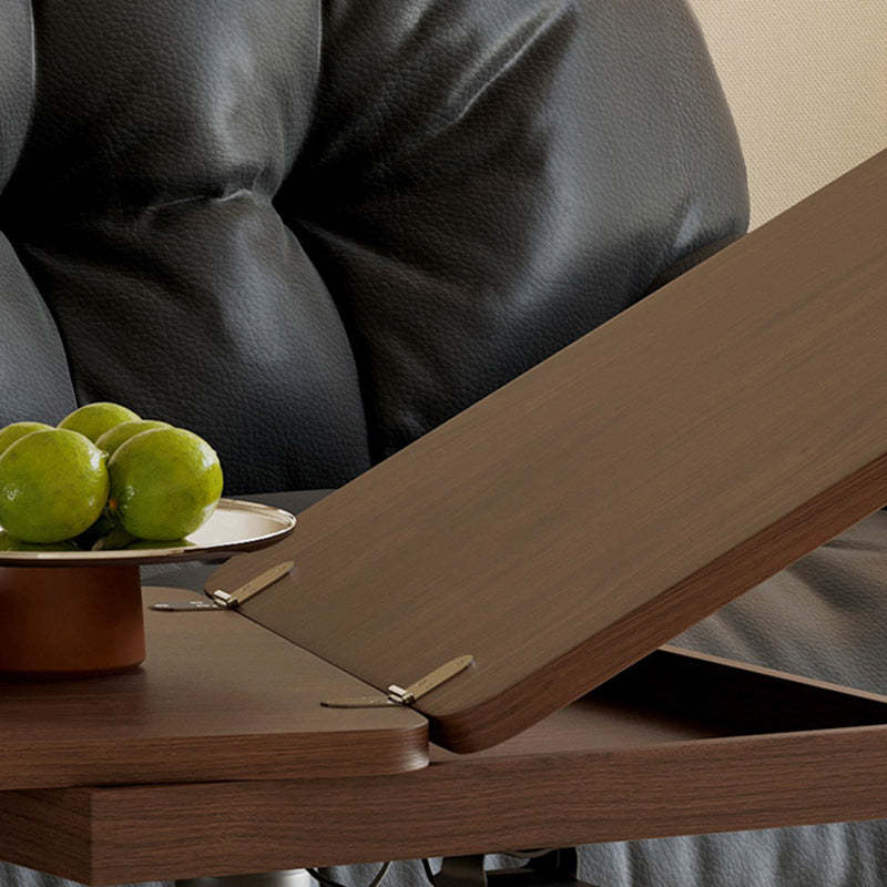Nordic Walnut Pine Foldable 1-Drawer Coffee Table