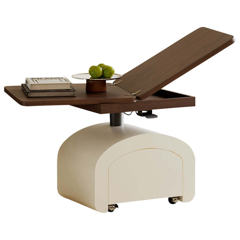 Nordic Walnut Pine Foldable 1-Drawer Coffee Table