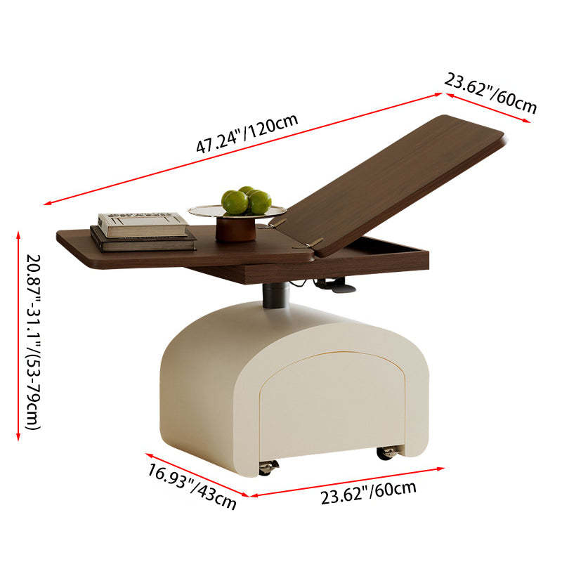 Nordic Walnut Pine Foldable 1-Drawer Coffee Table