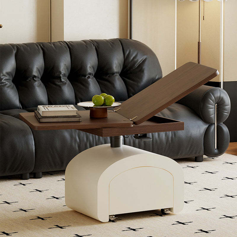 Nordic Walnut Pine Foldable 1-Drawer Coffee Table