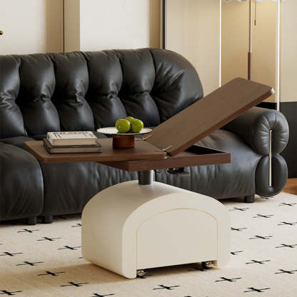 Nordic Walnut Pine Foldable 1-Drawer Coffee Table