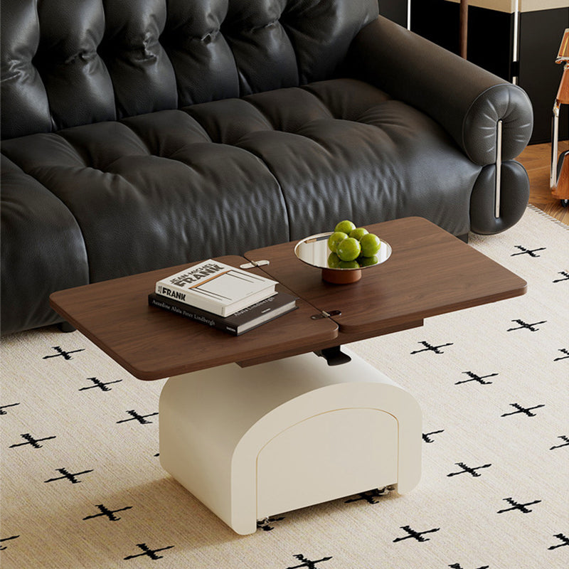 Nordic Walnut Pine Foldable 1-Drawer Coffee Table