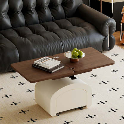 Nordic Walnut Pine Foldable 1-Drawer Coffee Table