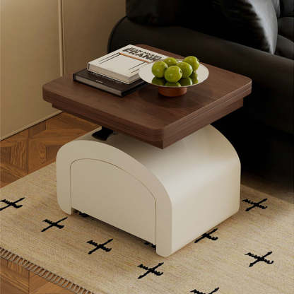 Nordic Walnut Pine Foldable 1-Drawer Coffee Table