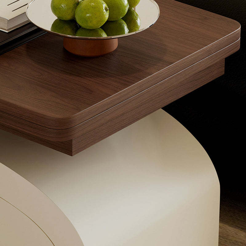 Nordic Walnut Pine Foldable 1-Drawer Coffee Table
