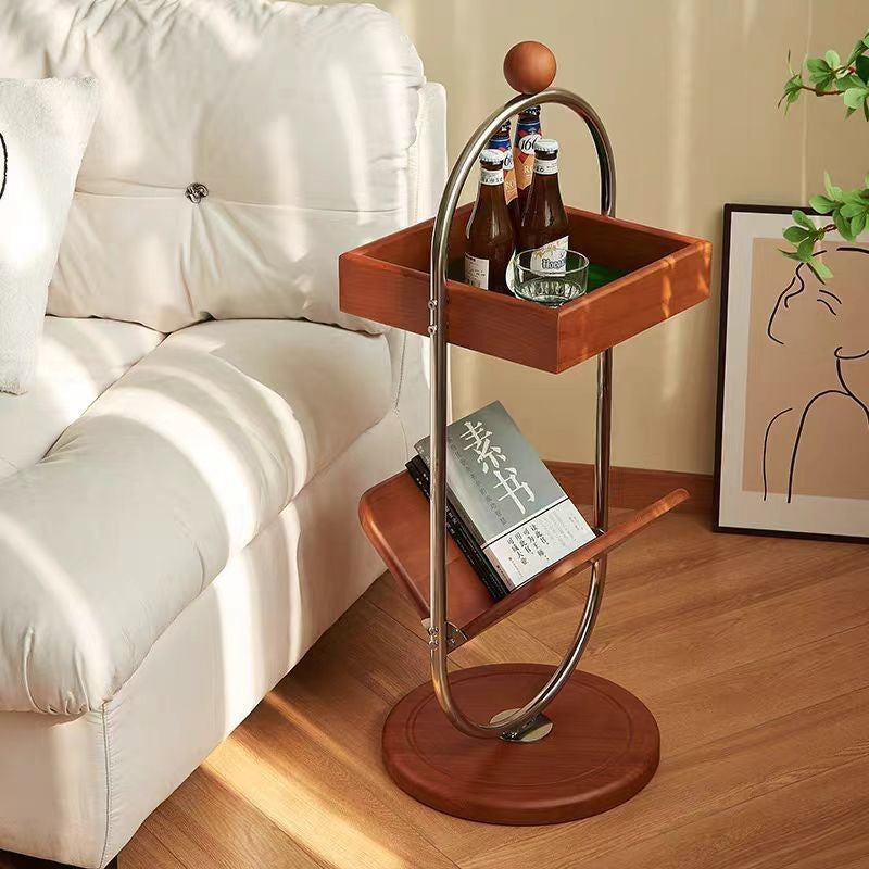 Retro Geometry Pine Steel 2-Tier Bookshelf