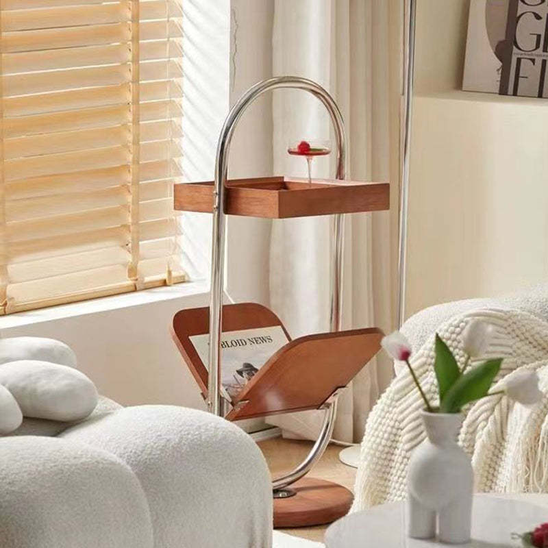 Retro Geometry Pine Steel 2-Tier Bookshelf