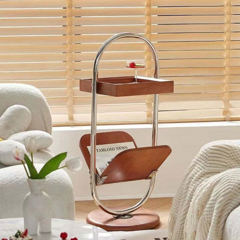 Retro Geometry Pine Steel 2-Tier Bookshelf