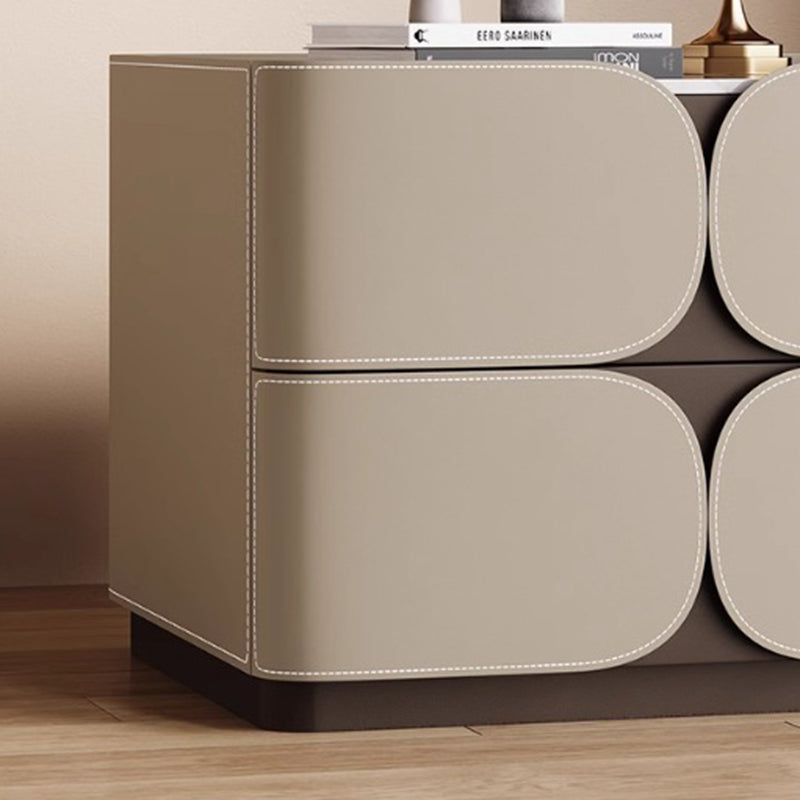 Nordic Rock Board 2-Drawer Nightstand — Dark Brown