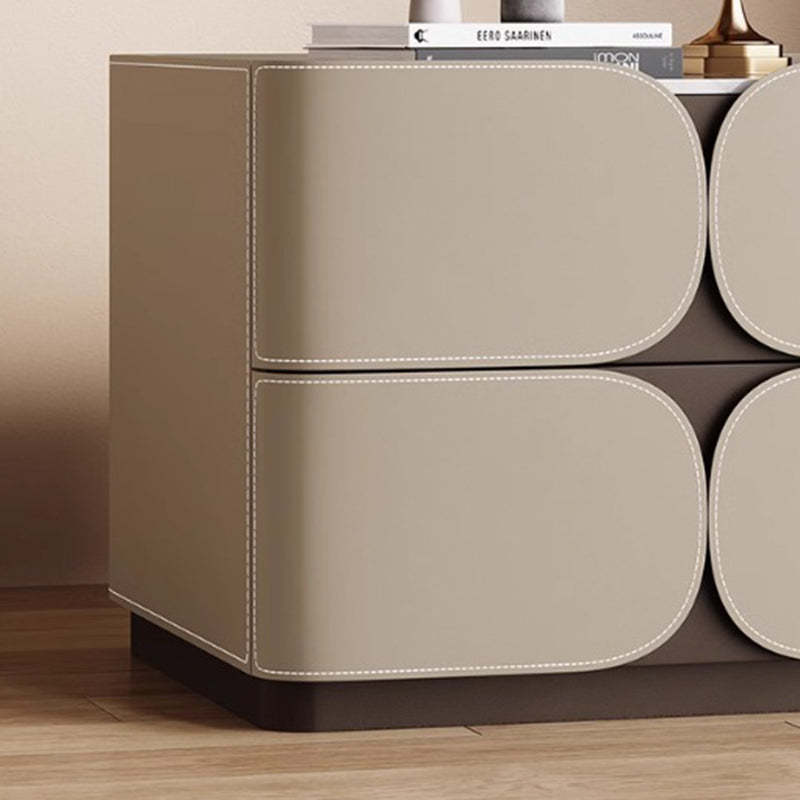 Nordic Rock Board 2-Drawer Nightstand — Dark Brown