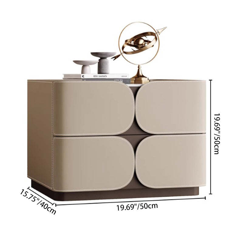 Nordic Rock Board 2-Drawer Nightstand — Light Brown