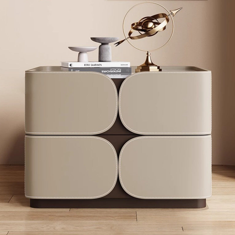 Nordic Rock Board 2-Drawer Nightstand — Dark Gray