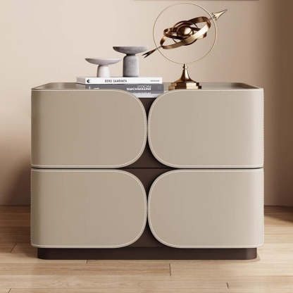 Nordic Rock Board 2-Drawer Nightstand — Dark Gray