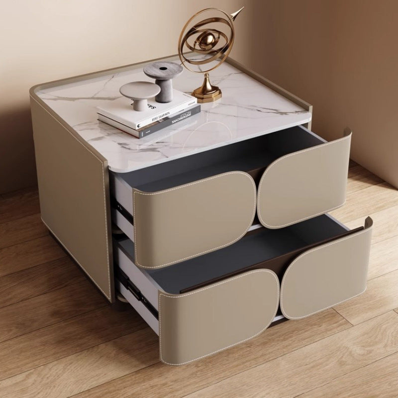 Nordic Rock Board 2-Drawer Nightstand — Black Gray