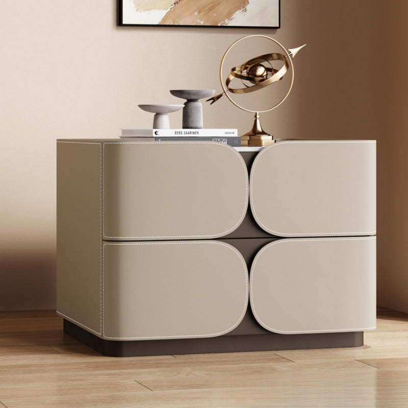 Nordic Rock Board 2-Drawer Nightstand — Off White