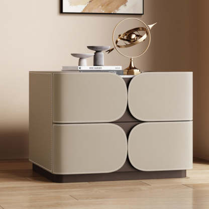 Nordic Rock Board 2-Drawer Nightstand — Off White