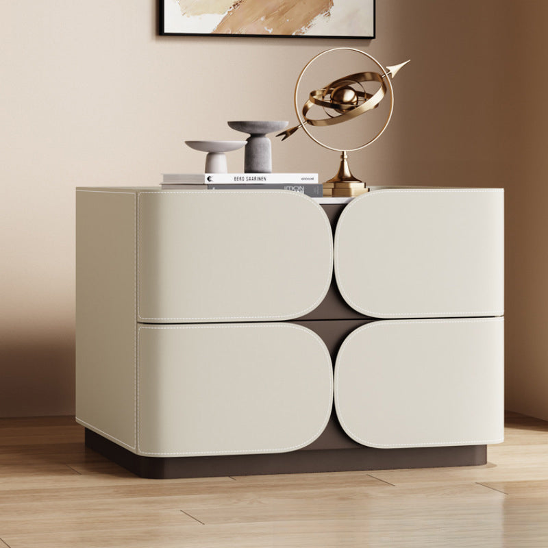 Nordic Rock Board 2-Drawer Nightstand — Khaki