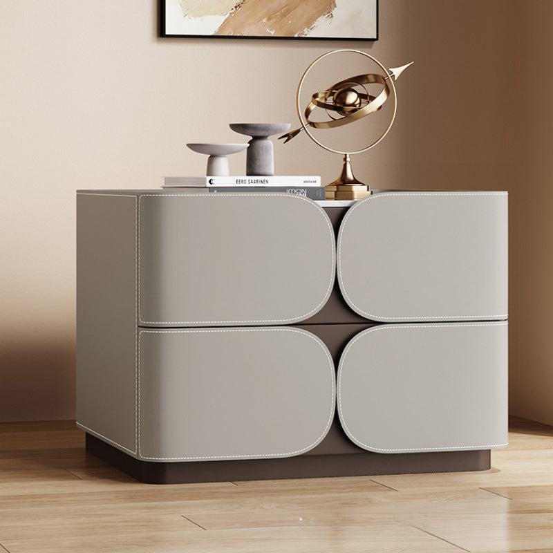 Nordic Rock Board 2-Drawer Nightstand — Beige Gray
