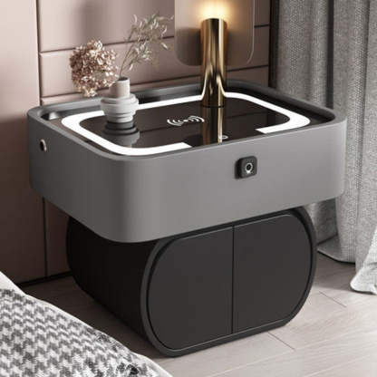 Nordic Glass Pine Leather 2-Drawer Nightstand