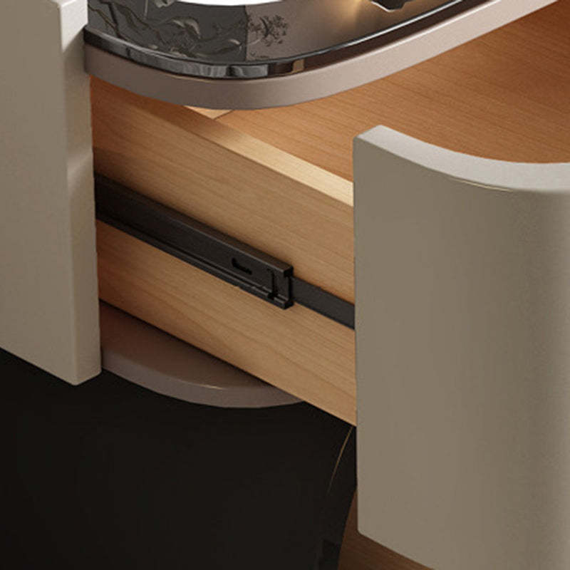 Nordic Glass Pine Leather 2-Drawer Nightstand