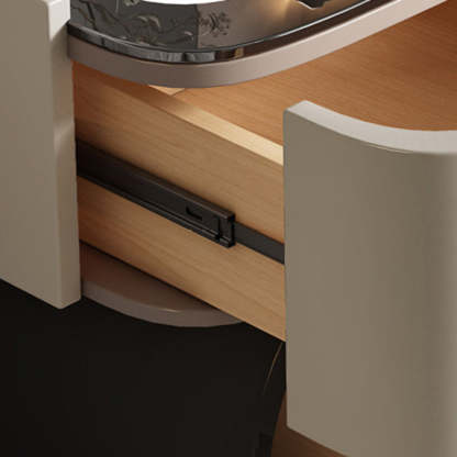 Nordic Glass Pine Leather 2-Drawer Nightstand