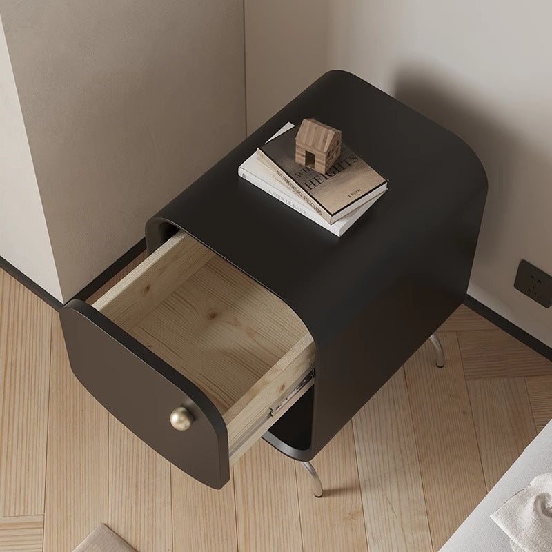 Minimalist Wood Steel 1-Drawer Nightstand