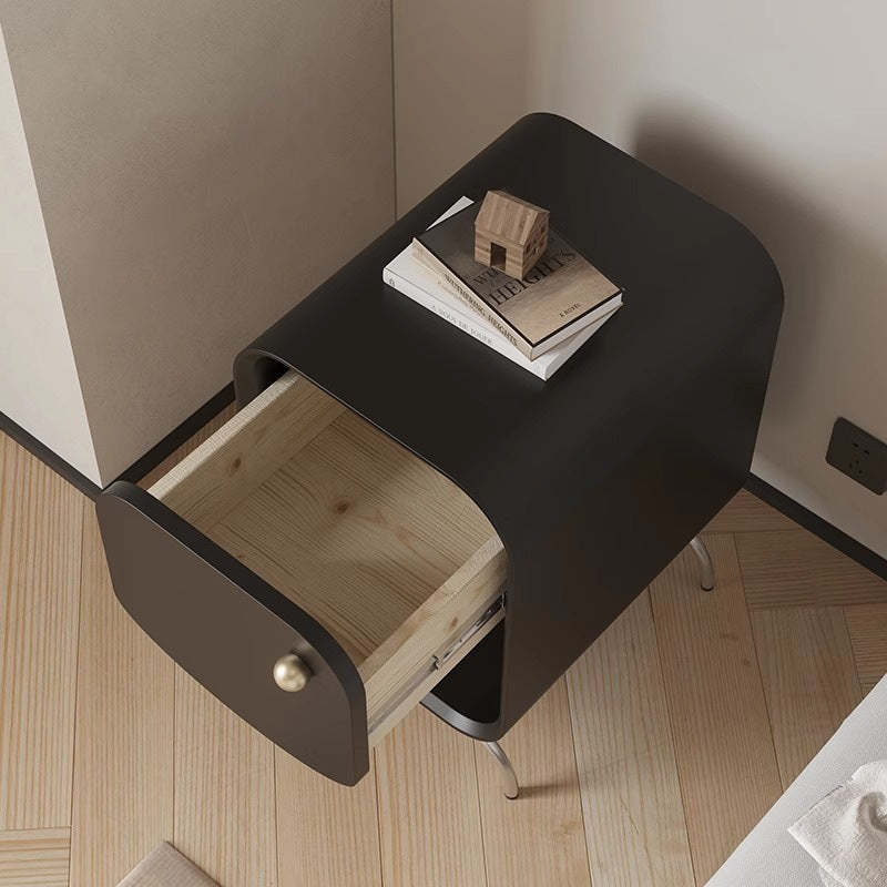 Minimalist Wood Steel 1-Drawer Nightstand