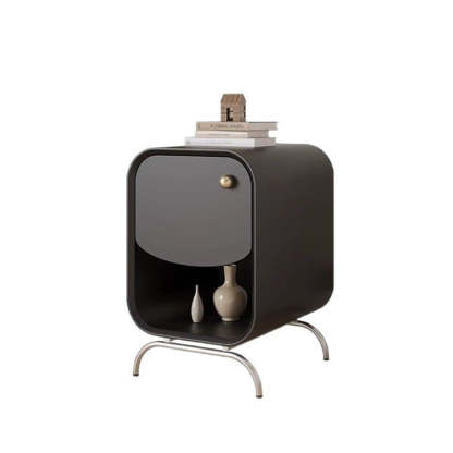 Minimalist Wood Steel 1-Drawer Nightstand