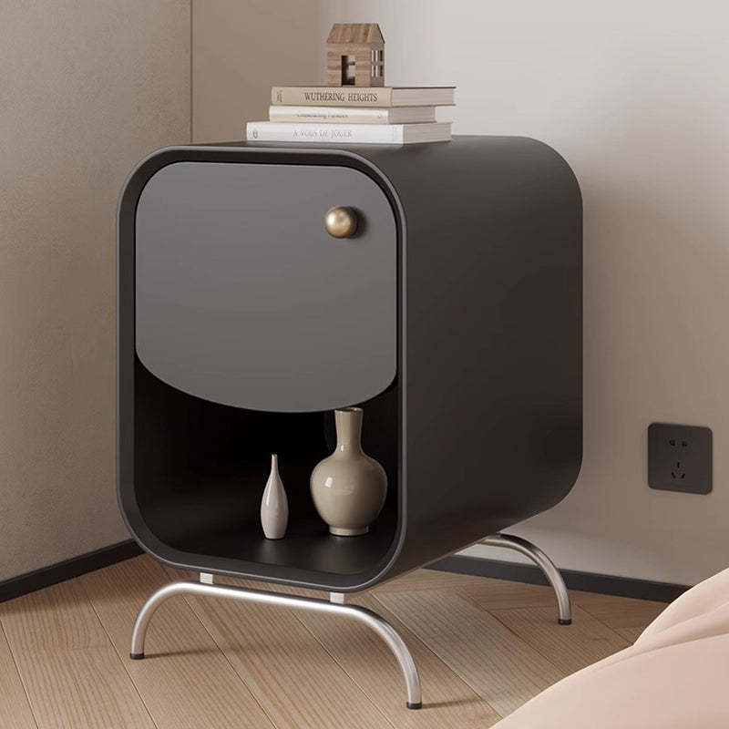 Minimalist Wood Steel 1-Drawer Nightstand