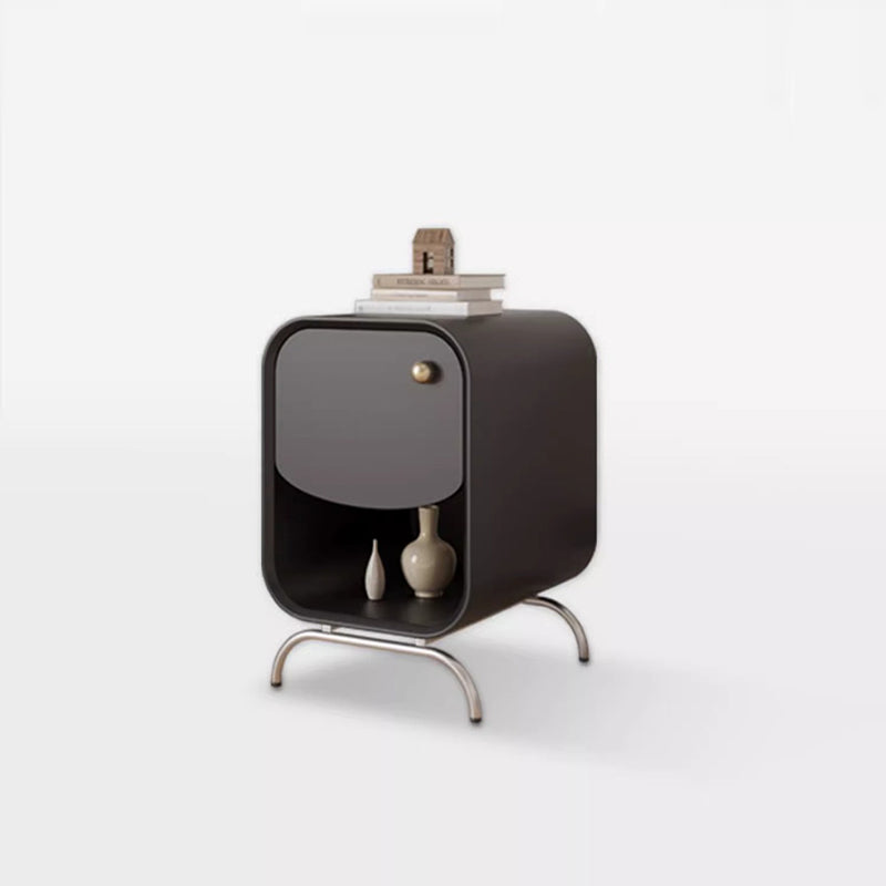 Minimalist Wood Steel 1-Drawer Nightstand